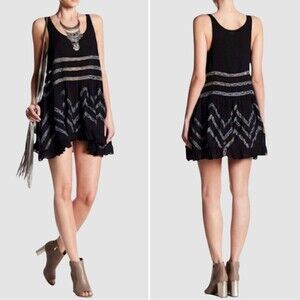 Free people black trapeze polka dot dress